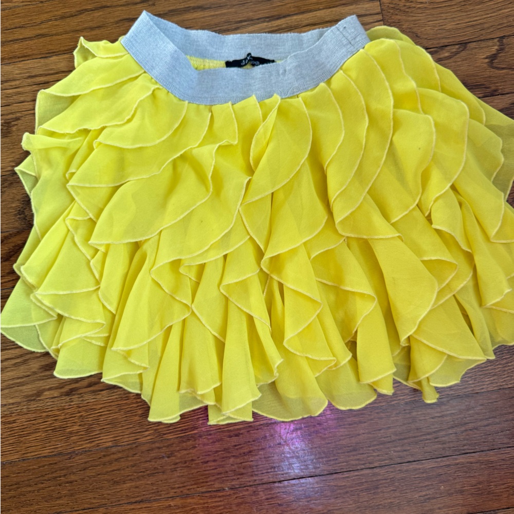 Akoo Yellow Ruffle Mini Skirt